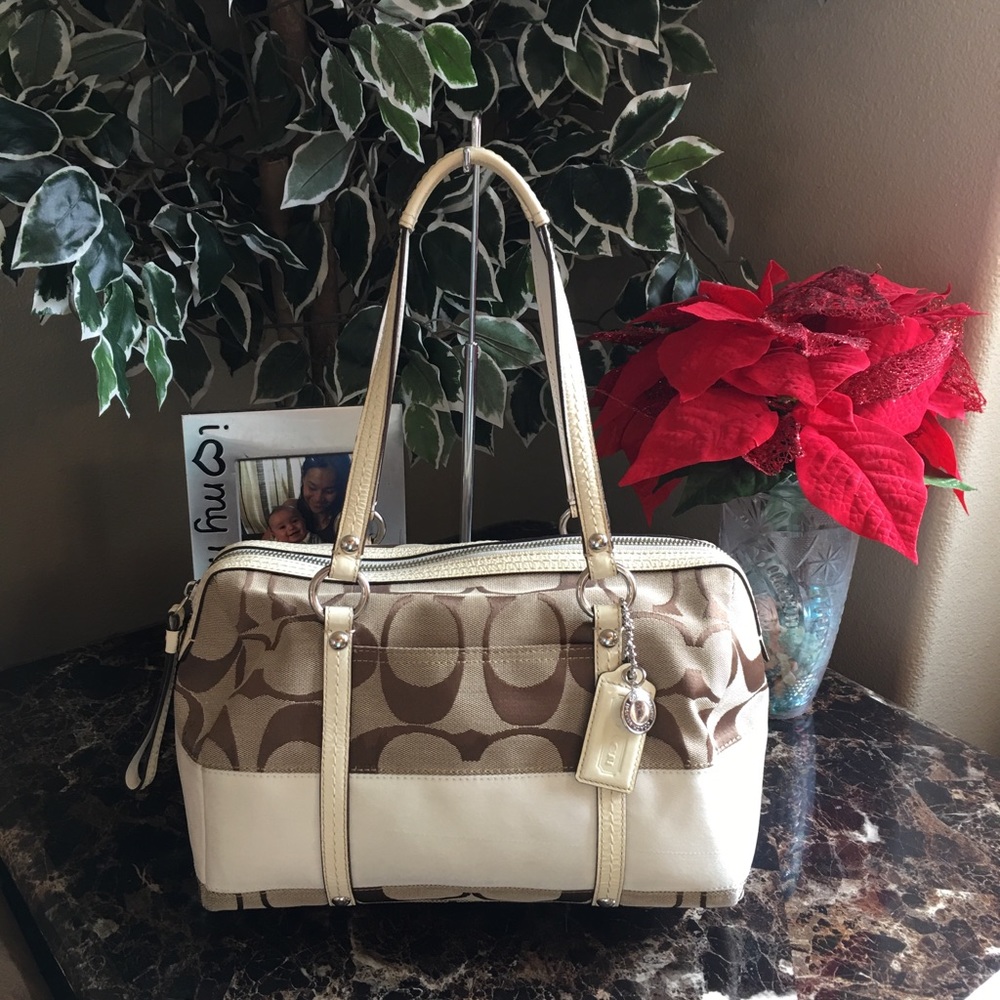 Signature Stripe Satchel Tote Duffle Shoulder bag